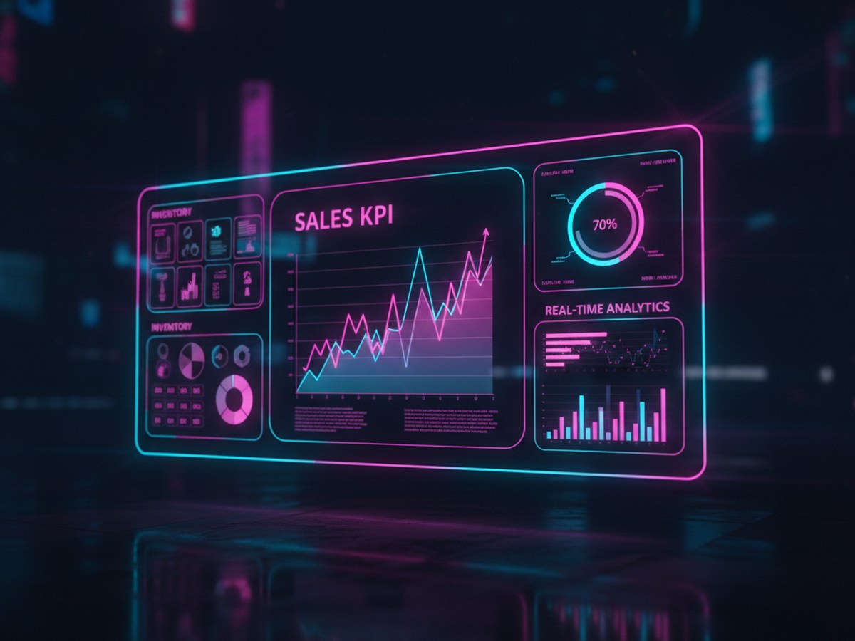 Panel administrativo con métricas de ventas, inventario y cobranza en tiempo real